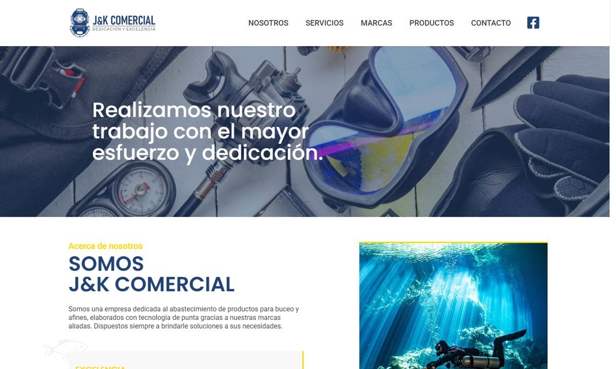 J&K Comercial, sitio para una empresa de equipos de buceo